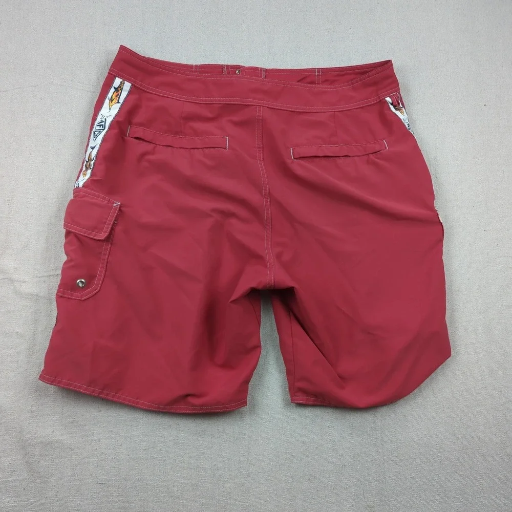 AFTCO Shorts Mens 34 Red Fishing Performance Outdoor Stretch Cargo